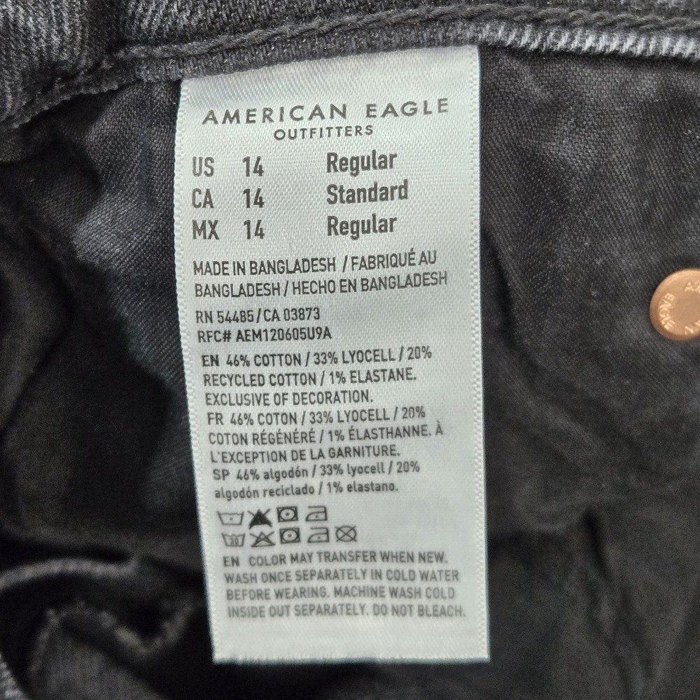 American Eagle Outfitters Women Jeans 14 Black Denim Stovepipe Baggy Y2K - Picture 5 of 12